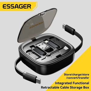 Essager USB C to Tye C 케이블, 샤오미 Poco 고속 충전 데이터, 여행용 다기능 코드, 거치대 보관함 포함, PD 60W