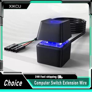 전원 스위치 케이블이 있는 RGB LED 스트립 게임용 데스크탑 컴퓨터 홈 오피스 설정용 PC 확장 켜기/끄기 사각형 버튼