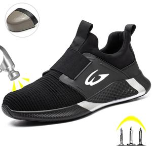 검정색 경량 작업 운동화 충격 방지 및 관통 방지 안전화 편안한 통기성 건설 작업 부츠