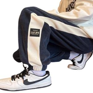 가을 겨울 코듀로이 남성 캐주얼 스웨트팬츠 루즈핏 편안한 신축성 허리 바지 젊은 스타일 겨울 따뜻한 롱 팬츠