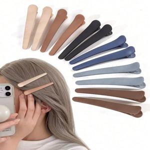 4/12Pcs 사이드 헤어 클립, 헤어 커팅, 세척, 메이크업 및 스타일링을 위한 살롱 클립, 여성용 매트 헤어 클립, 학교로 돌아 가기