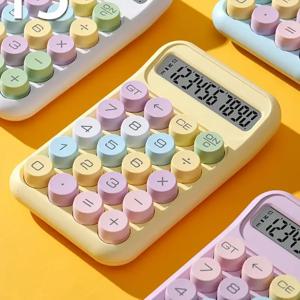 큰 버튼 클릭 소리가 나는 계산기 1개, 숫자 버튼이 있는 데스크탑 계산기, 사무실 또는 학교용 계산기