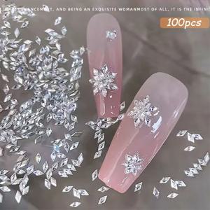 100pcs 반짝 이는 지르콘 라인 석 네일 매력 1.5*3mm 미니 마름모꼴 손톱 보석 플랫 백 네일 아트 공예 다이아몬드 장식 GT5