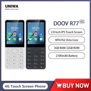 DOOV R77 4G 스마트 터치스크린 키패드 휴대폰 (카메라 없음) 3GB+32GB 2100mAh 2.8인치 스마트폰 안드로이드 히브리어 키보드