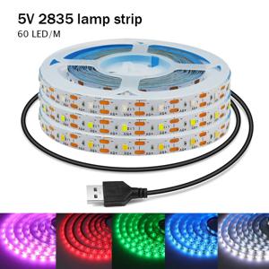 DC 5V USB LED 스트립 2835 따뜻한 차가운 흰색 LED 스트립 빛 TV 백라이트 조명 테이프 룸 장식 0.5m-5m LED 문자열 빛