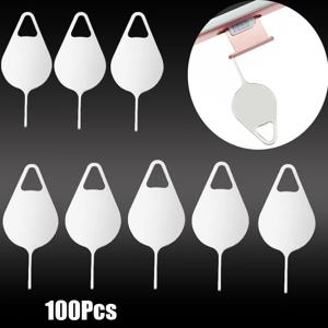 100Pcs 스테인레스 스틸 Sim 꺼내기 핀 키 도구 휴대 전화 Sim 카드 트레이 오픈 핀 이젝터 카드 바늘 제거 핀 리무버