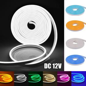 네온 스트립 DC 12V IP65 방수 2835 120Leds/M 화이트/블루/핑크/옐로우/레드/그린 유연한 리본 로프 LED 스트립 0.5M 1M 3M 5M