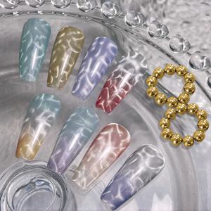 10pcs/20pcs 물 리플 고양이 눈 마그네틱 젤 비즈 다기능 네일 아트 꽃 조각 고양이 자석 DIY 네일 아트 디자인 도구