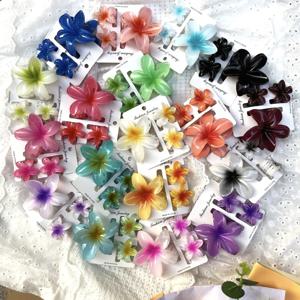 3 개/대 달콤한 꽃 Colroful 그라디언트 머리 발톱 포니 테일 Cip 클램프 바레트 여성용 헤어핀 소녀 비치 헤어 액세서리