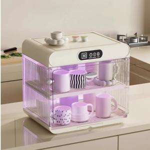 마그네틱 도어 차 세트 소독 캐비닛 분리형 트레이가있는 커피 컵 건조 랙 내장 식기 소독제