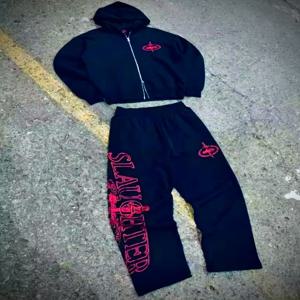 2025 하라주쿠 힙합 클래식 스트리트 지퍼 캐주얼 남성 정장 Y2K 남성 패션 여성 레트로 후드 커플 스웨터 스웨트 팬츠