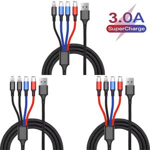 3-In-1 / 4-In-1 USB 케이블 유형 C Usb 마이크로 아이폰용 삼성 화웨이 샤오미 멀티 포트 다중 충전 와이어