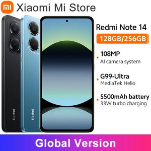 글로벌 버전 샤오미 레드미 노트 14 스마트폰 108MP AI 카메라 5500mAh 6.67인치 120Hz AMOLED 디스플레이 미디어텍 헬리오 G99-울트라