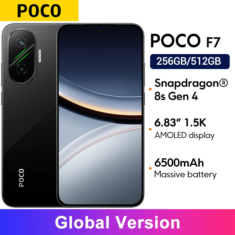 POCO F7 5G 글로벌 버전 스마트폰 6.83인치 6500mAh 배터리 1.5K AMOLED 50MP 카메라 OIS NFC 90W 하이프차지 스냅드래곤 ®   8세대 4
