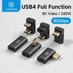 하기비스 USB C to C 어댑터 90도 직각 변환기 80Gbps USB4 데이터 케이블 확장 케이블 썬더볼트 5/4 아이폰 17 노트북용
