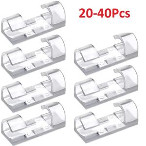 20/40PCS 케이블 주최자 클립 케이블 관리 와이어 관리자 코드 홀더 USB 충전 데이터 라인 보빈 와인더 벽걸이 형 후크