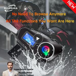 Q58 Max 오토바이 인터콤 헤드셋 헬멧 방수 300M BT 무선 인터콤기 2인용 라이더용 음악 공유 손전등 LCD 디스플레이 HD 마이크 TF 카드