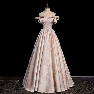 2026년 신상 여성 여름 핑크 리본 장식 스트랩리스 이브닝 드레스 패셔너블 슬림 핏 보컬 아트 시험 졸업 드레스