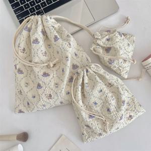 귀여운 만화 여성 메이크업 가방 파우치 Kawaii 휴대용 세면 용품 화장품 보관 주최자 여행 화장품 가방 Drawstring 케이스