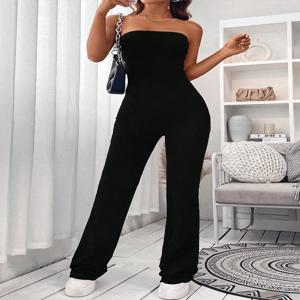 2024 여름 새로운 여성의 Drawstring 허리 점프 슈트 바지 레저 리프트 엉덩이 슬림 마이크로 플레어 점프 슈트 바지