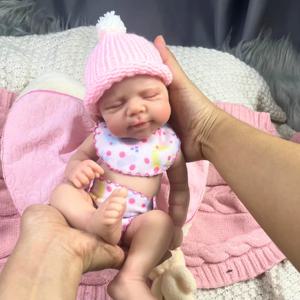 미니 13 인치 전체 실리콘 다시 태어난 아기 인형 Pascale 소녀 빨 수있는 바디 소프트 솔리드 실리콘 인형 생일 크리스마스 선물