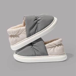 방수 상단 남성용 겨울 플러시 플리스 안감 슬리퍼, 두꺼운 밑창 실내용 신발, 미끄럼 방지 힐, 실내외 겸용