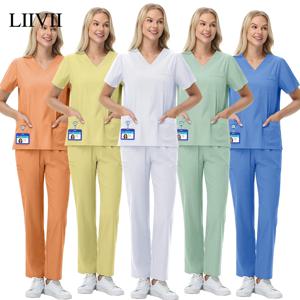 새로운 메디코 치과 의사 작업복 외과 유니폼 여성 남성 스크럽 탑 바지 의료 임상 의류 의사 간호사 간호 의류
