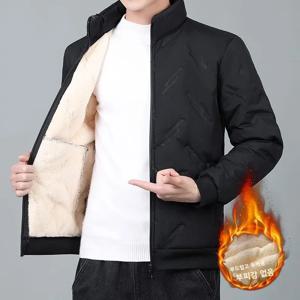 세련된 남성용 코튼 자켓 가을 겨울 양털 벨벳 따뜻한 스탠드 칼라 플리스 대형 사이즈 아웃도어 방풍 방수 코트