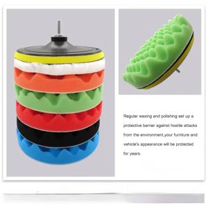 8개입 버핑 패드 세트 나사형 3/5/7인치 자동차 수리 광택 패드 키트 자동차 폴리셔+드릴 어댑터 전동 공구 액세서리