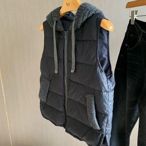 초경량 초소프트 롱 슬리브 덕다운 베스트, 니들 셔틀로 수놓아진 고급스러운 느낌의 통근 스타일, 예술적인 스트레이트 컷