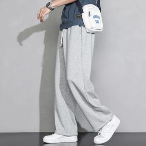 루즈핏 와이드 레그 남성 스포츠 팬츠 봄 가을 신상 캐주얼 롱 팬츠 한국 패션 학생 플러스 사이즈 트렌디 팬츠