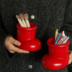 귀여운 신발 보관함 펜 홀더 창의적인 크리스마스 펜 홀더 장식품 학생 기숙사 책상 화장 브러쉬