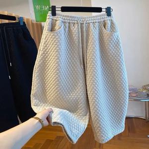 느슨한 여성용 가을 겨울 코튼 프레스 다이아몬드 패턴 게으른 스타일 바지 하이 웨이스트 스트레이트 레그 팬츠 캐주얼 편안한