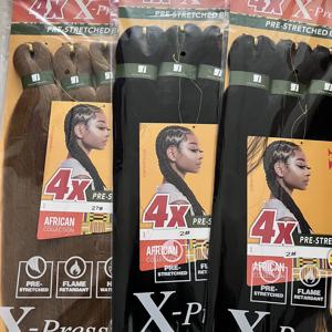 4x 센세이셔널 프리스트레치드 38인치 합성 브레이딩 헤어, 캔에칼론 난연성, 박스 브레이드 및 트위스트용 여성용
