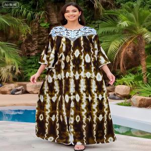 2025 최신 파티 드레스 프린트 순면 여성 롱 드레스 두바이 캐주얼 휴가 패션 파티 드레스 아프리카 아바야 의류