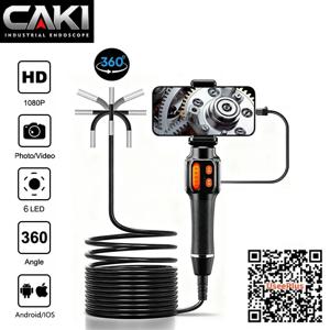 360도 회전 내시경 카메라 6mm 렌즈 HD 관절형 검사 보어스코프 카메라 IP67 자동차용 IOS 안드로이드