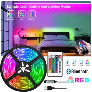 1-30M USB 5V LED 스트립 라이트 블루투스 24키 리모컨 RGB 플렉시블 램프 테이프 방 장식 TV 백라이트 다이오드