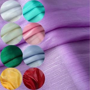 글리터 반짝 이는 주름진 쉬폰 직물 가볍고 부드러운 얇은 천 45x145cm DIY 여성 드레스 의류 홈 데코 재봉 재료