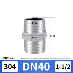 1개 1인치 1-1/4인치 1-1/2인치 수나사 육각 니플, 304 스테인리스 스틸 파이프 피팅