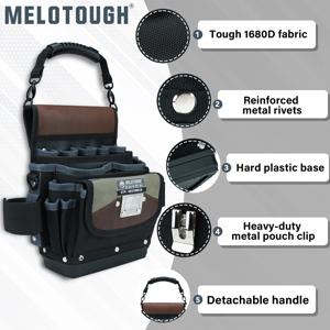 벨트 클립이 있는 하드 바텀 공구 파우치, HVAC 기술자, 목수, 배관공 유지보수 서비스용 오픈 탑 전기공구 가방