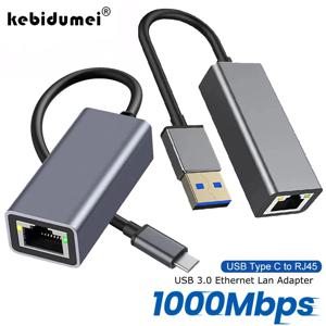 USB 타입 C 이더넷 어댑터 네트워크 카드 USB 타입-C에서 RJ45로 100/1000Mbps USB3.0 랜 인터넷 케이블 맥북 PC 윈도우 안드로이드용