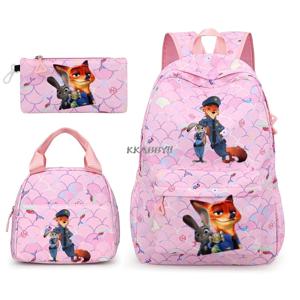 핫 주토피아 백팩 학교 가방 핸드백 필통 3종 세트 만화 프린트 백팩