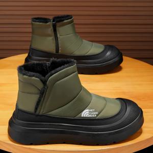 겨울 신발 남성용 2026 퍼 따뜻한 편안한 스노우 부츠 야외 방수 다운 부츠 하이탑 앵클 부츠 플랫폼 신발 사이즈 44