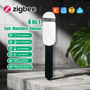 조도 센서가 포함된 Zigbee 토양 수분 측정기 4 In 1 온도 습도 측정기 센서 Tuya 또는 Z2MQTT용 실시간 모니터