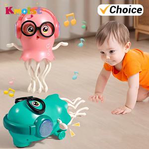 아이들을 위한 춤추는 해파리 장난감 자동 장애물 회피 기능 크롤링 워킹 전기 해파리 라이트 음악 크리스마스 선물