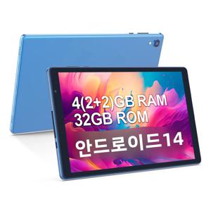안드로이드 14 태블릿, 10인치 HD 디스플레이, GMS 인증, 쿼드코어 프로세서, 4(2+2)GB 램, 32GB 내장 저장소, 와이파이 지원