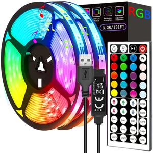 홈 침실 파티 장식 TV 백라이트 벽 방용 44키 리모컨이 있는 RGB LED 스트립 조명 1m 3m 5m 10m 20m 30m 40m 테이프