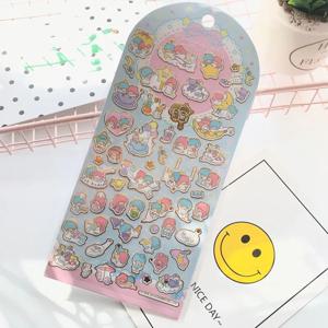 Kikilala 엠보싱 핫 스탬핑 스티커 멜로디 스티커 헬로 키티 프린트 스티커 DIY 다이어리 장식 스티커 어린이 선물