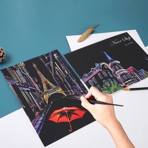 21*29cm 매직 스크래치 종이 미술 공예 세계 풍경 긁기 그림 성인 감압 장난감 어린이 크리 에이 티브 DIY 선물