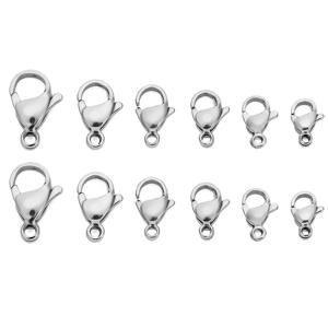50pcs 목걸이 팔찌 체인에 대 한 스테인레스 스틸 랍스터 걸쇠 후크 DIY 패션 쥬얼리 결과 용품 만들기 10mm/12mm